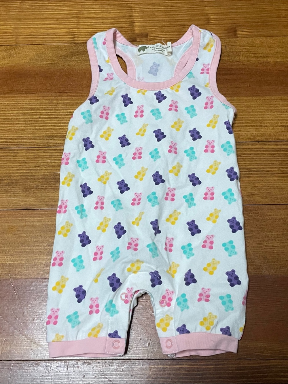 Monica + Andy Organic Cotton Gummy Bear Print Sleeveless Romper Size 3-6 Months